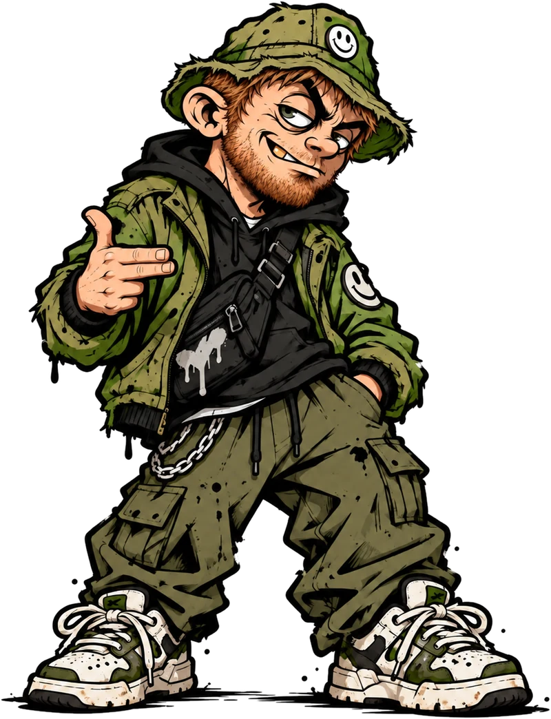 The Scruff Baggins character pointing at you